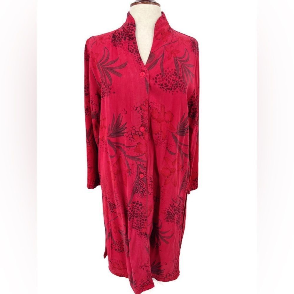 Tianello LS Creek Duster Floral Jacket Dress Kimono XS